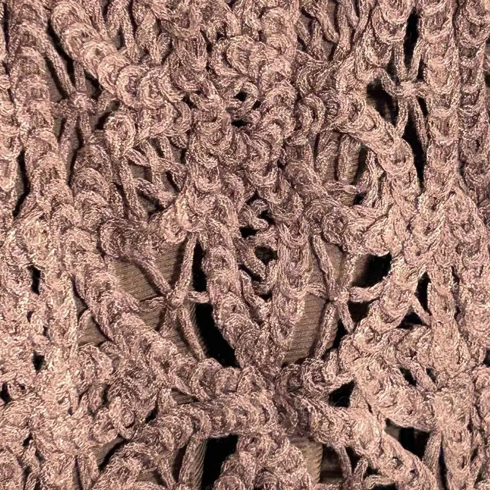 INC Brown Textured Crochet Knit Top Earthy Boho Whimsigoth Style - Size S